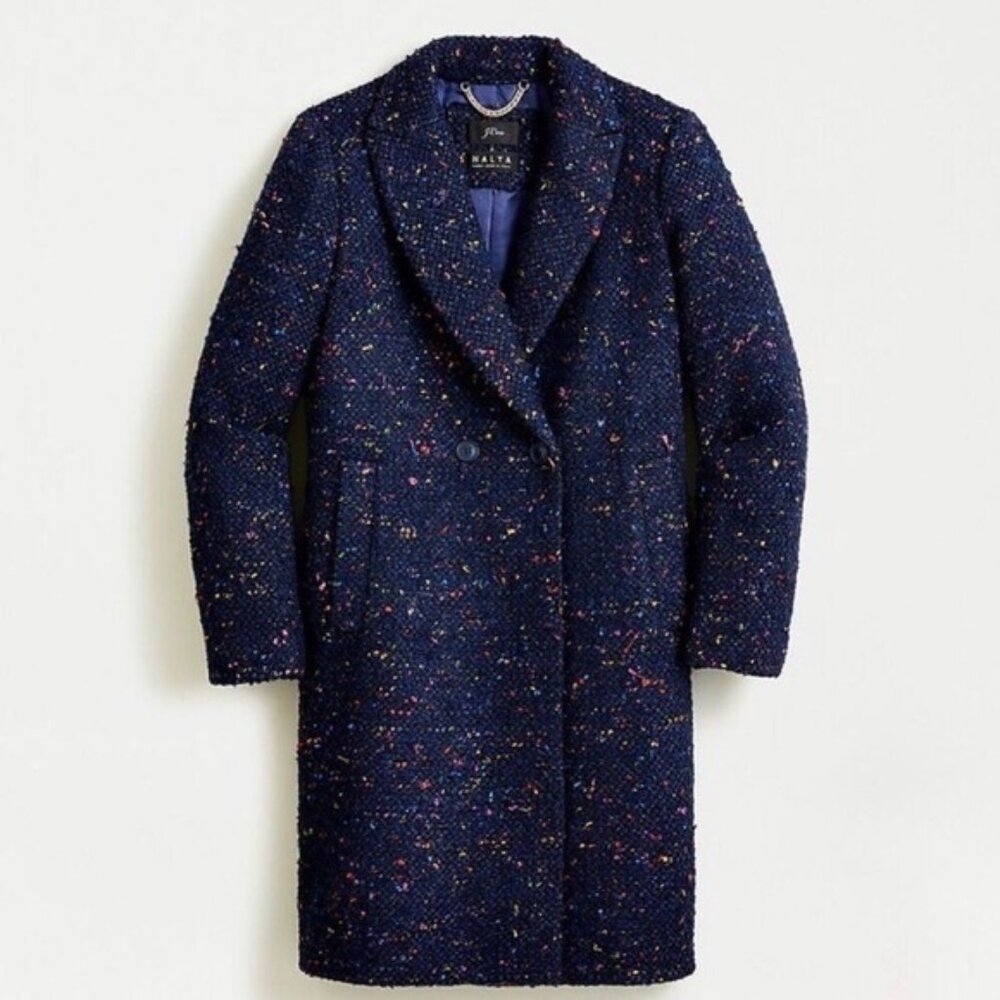 J. Crew Daphne Topcoat Nayla Navy Speckle sz 12 Nalya